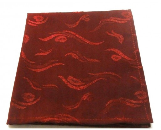 12" Red Polyester Jacquard Pocket Square - Classy Exquisite - Wedding Party Gift